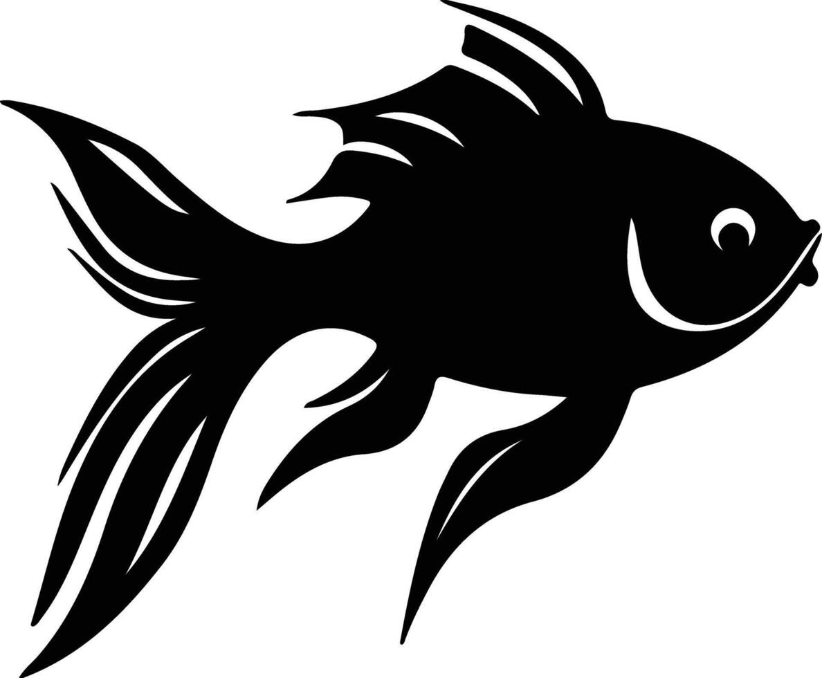 goldfish black silhouette vector