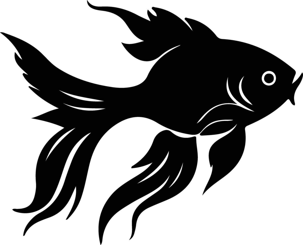 pez de colores negro silueta vector