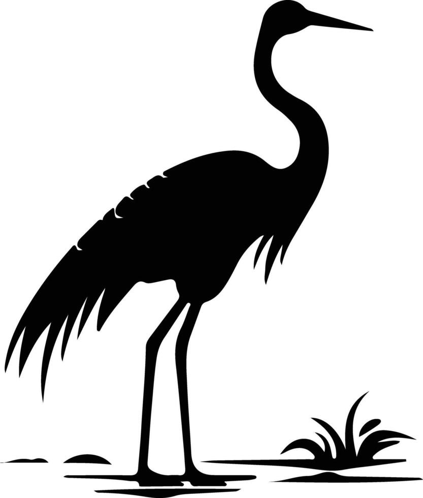 Japanese crane black silhouette vector