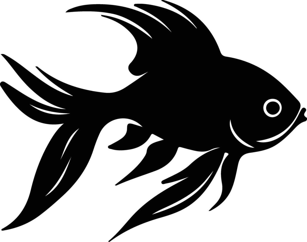 pez de colores negro silueta vector