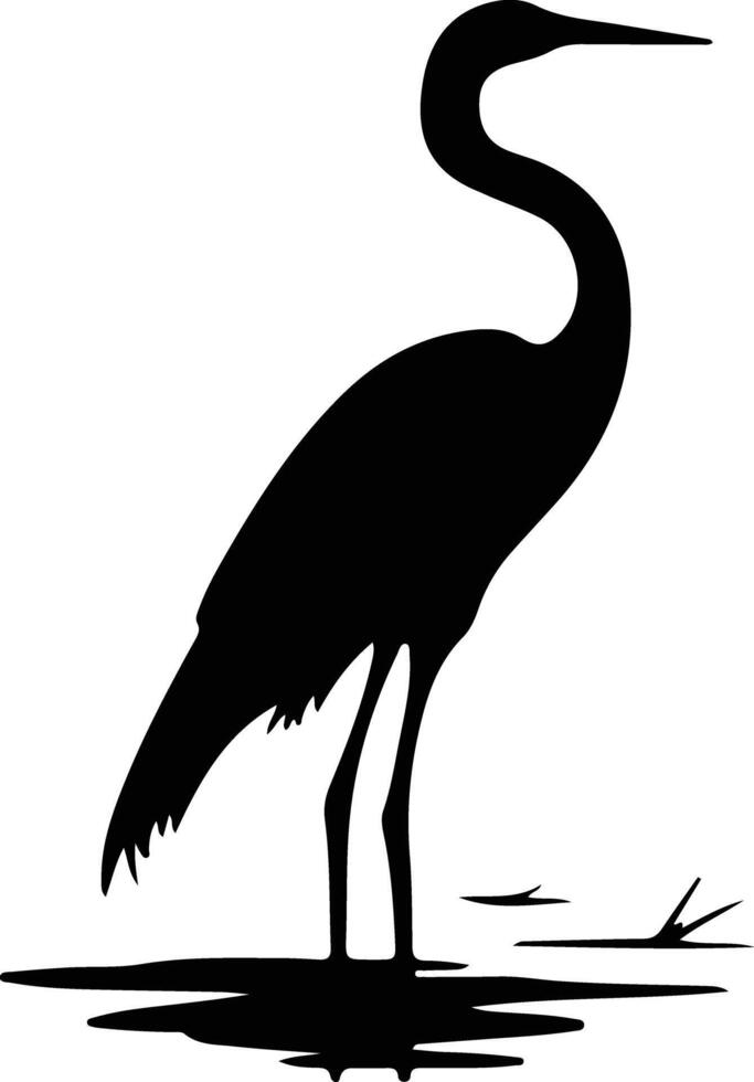 great egret black silhouette vector