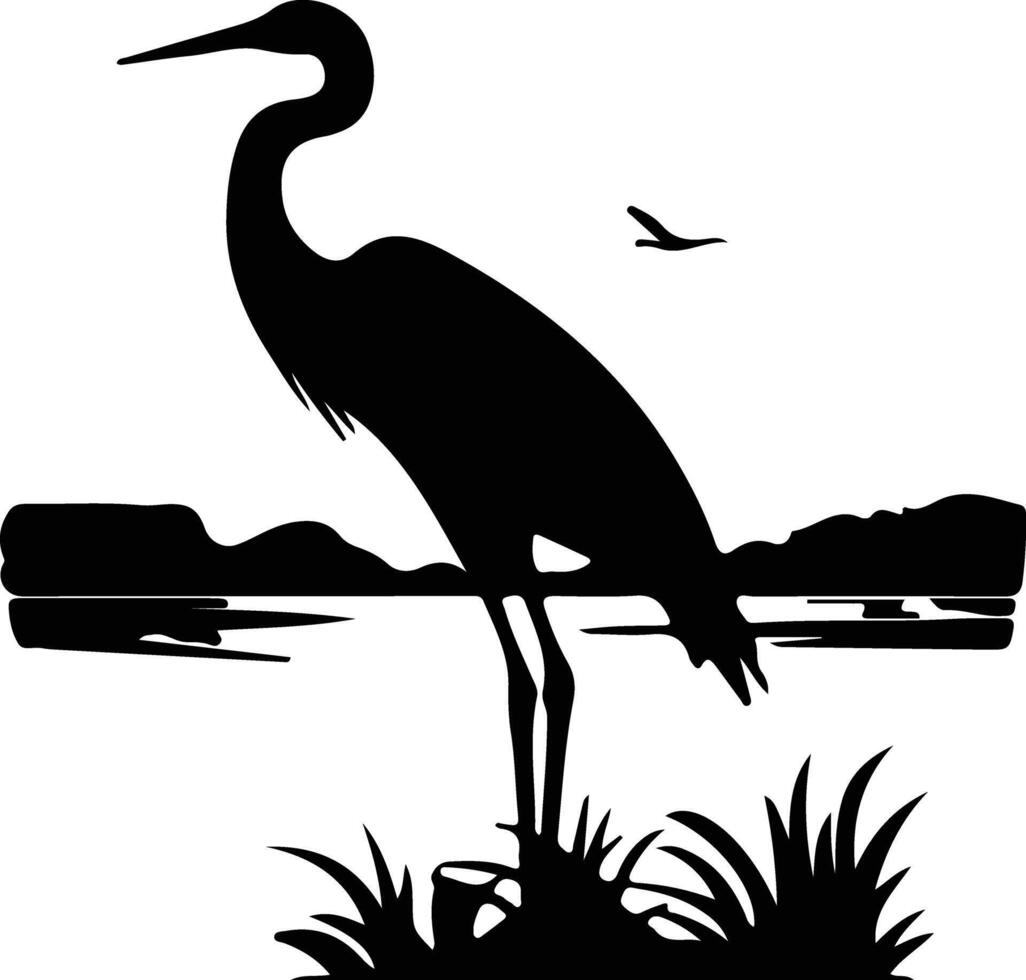 great egret black silhouette vector
