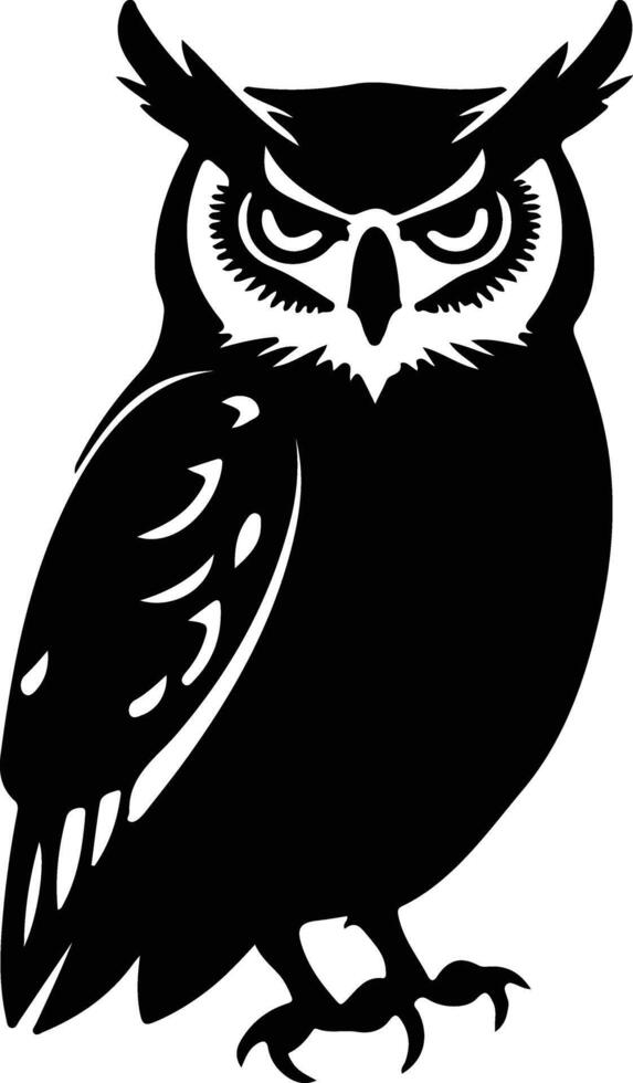 great horned owlblack silhouette vector