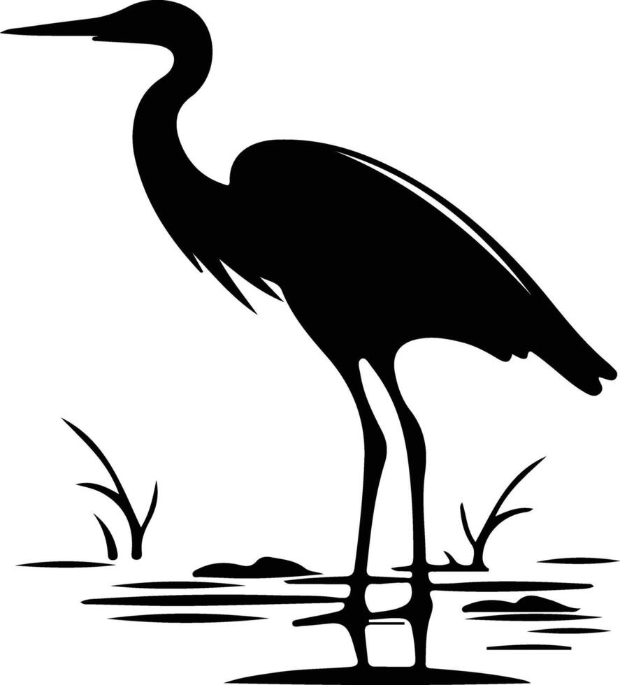 great egret black silhouette vector