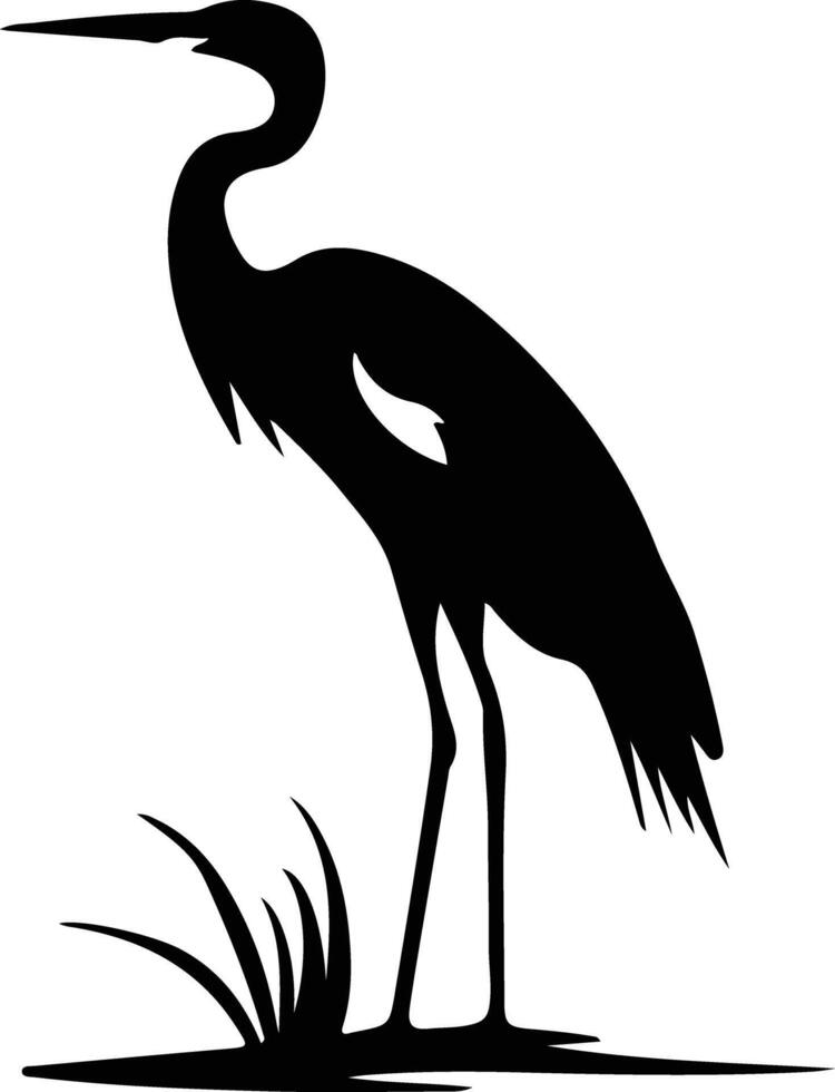 great egret black silhouette vector