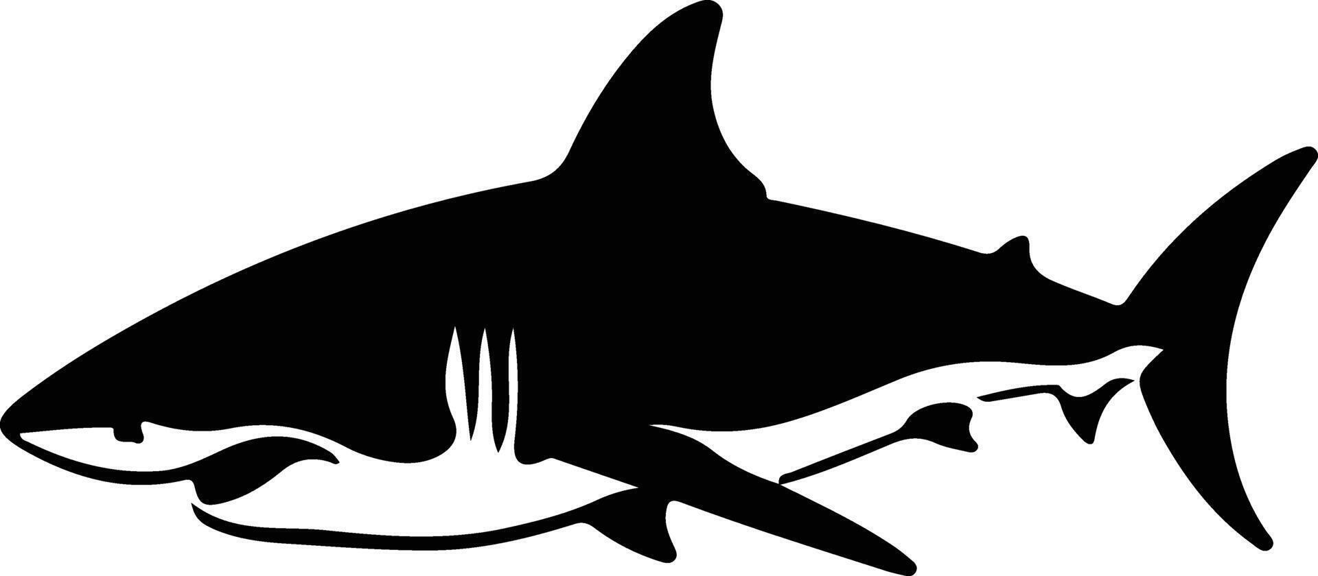 great white shark black silhouette vector