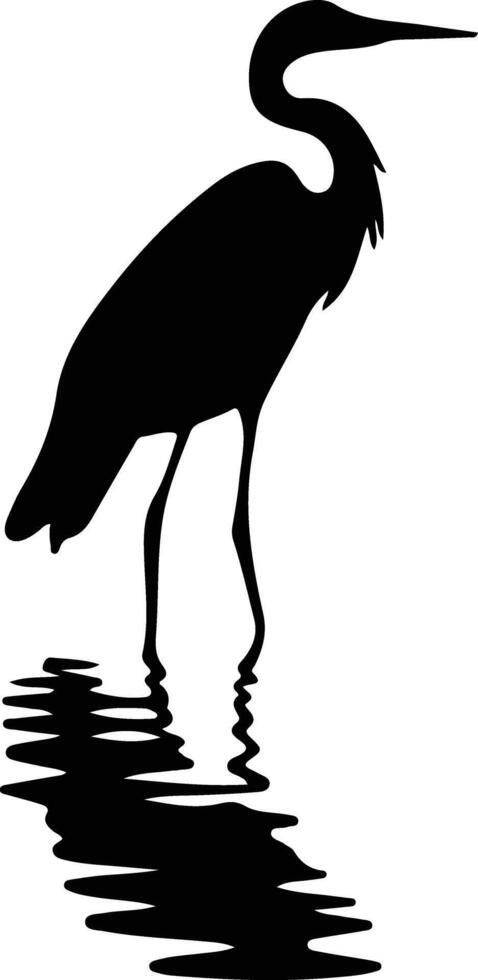 great egret black silhouette vector