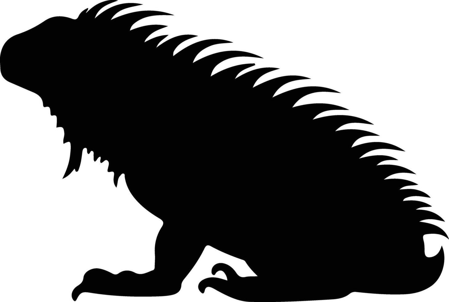 green iguana black silhouette vector
