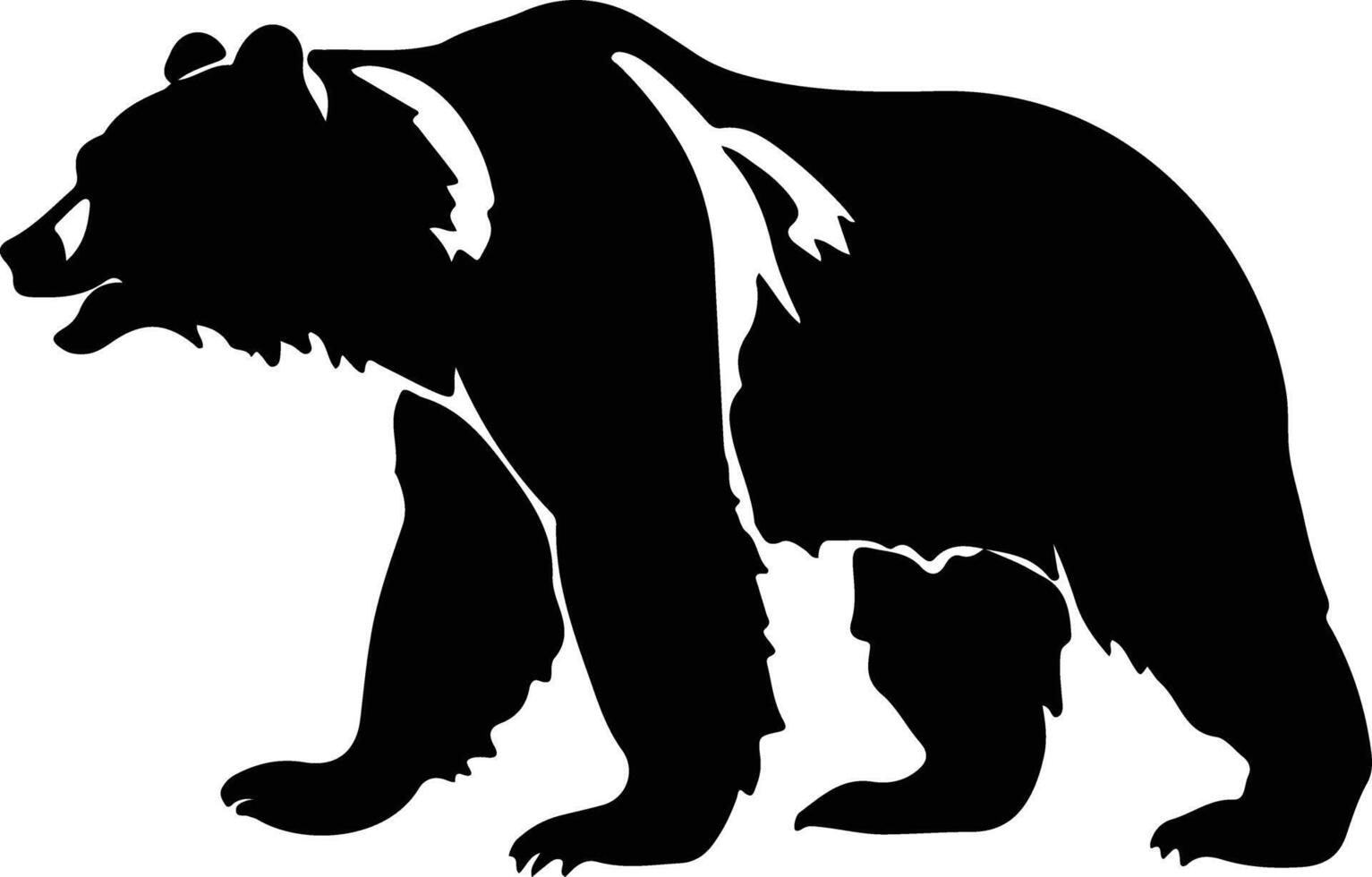 grizzly bear black silhouette vector