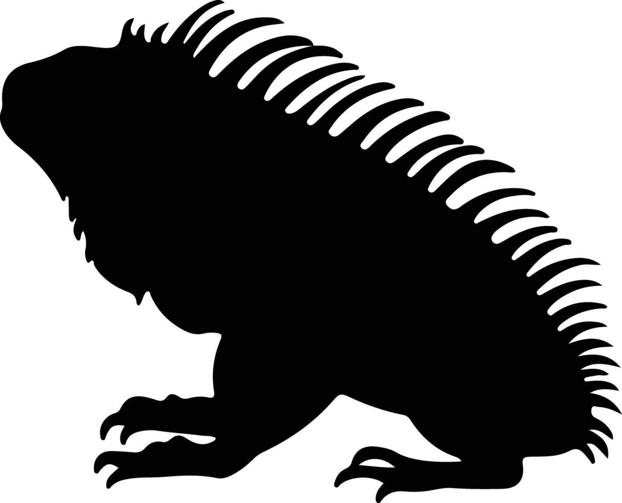 green iguana black silhouette vector