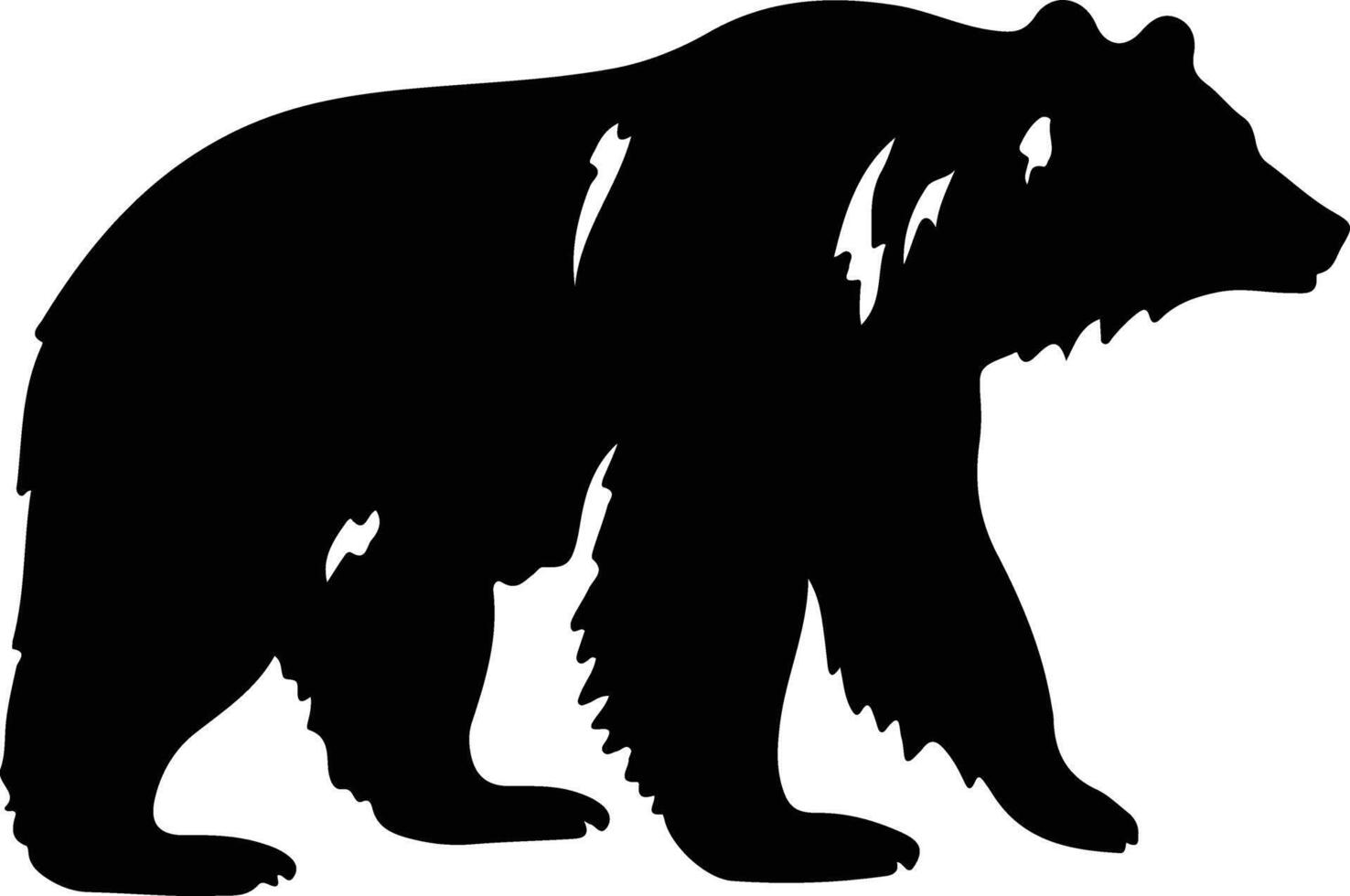 grizzly bear black silhouette vector