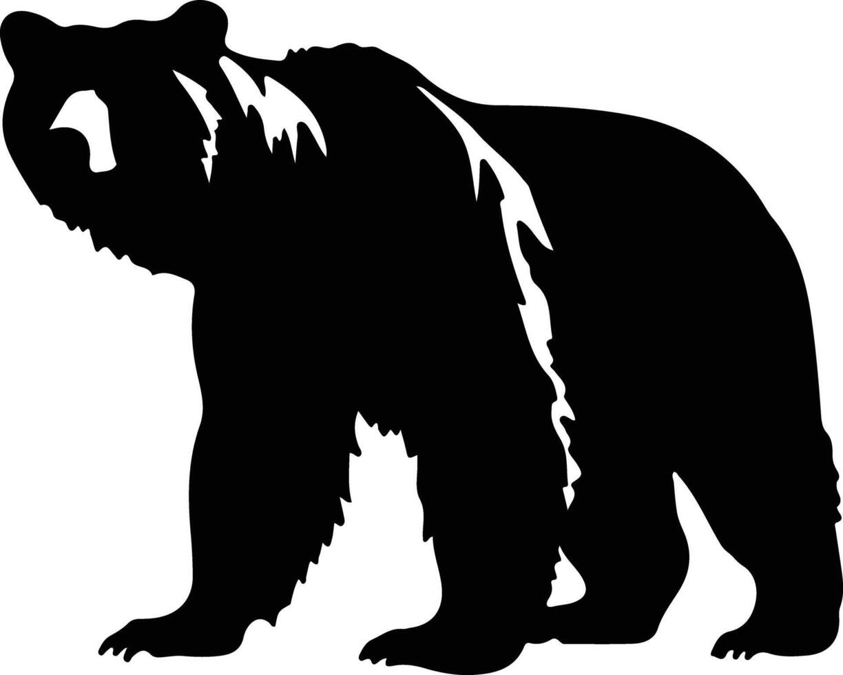 grizzly bear black silhouette vector