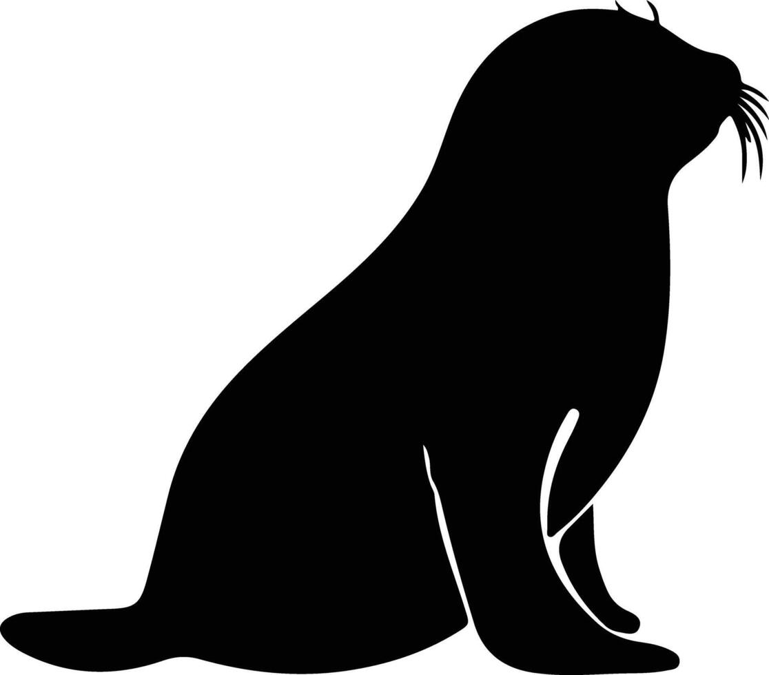 harp seal black silhouette vector