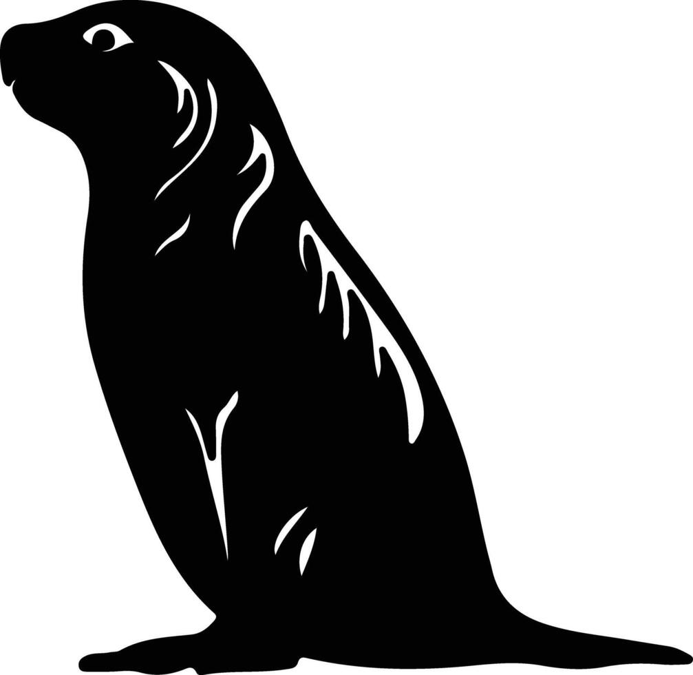 harp seal black silhouette vector