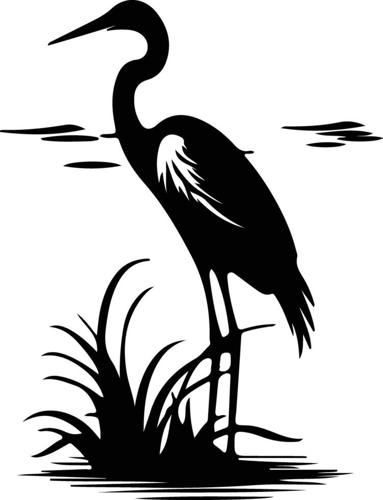 heron black silhouette vector