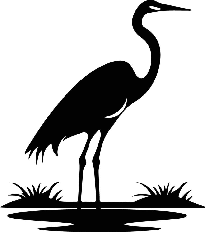 heron black silhouette vector
