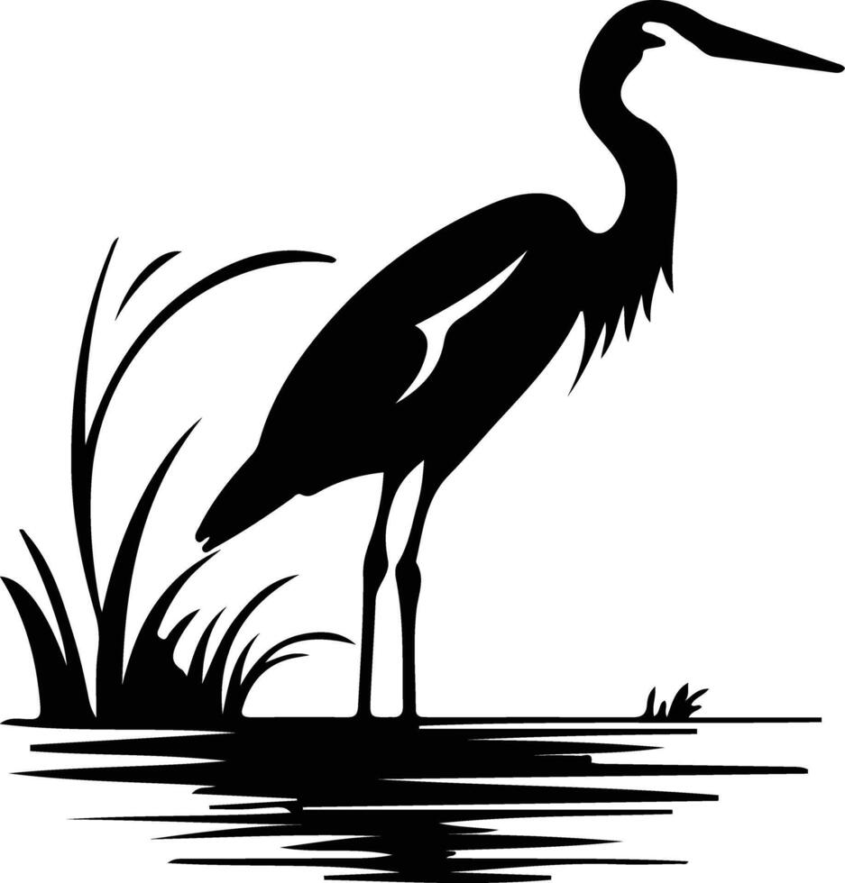 heron black silhouette vector