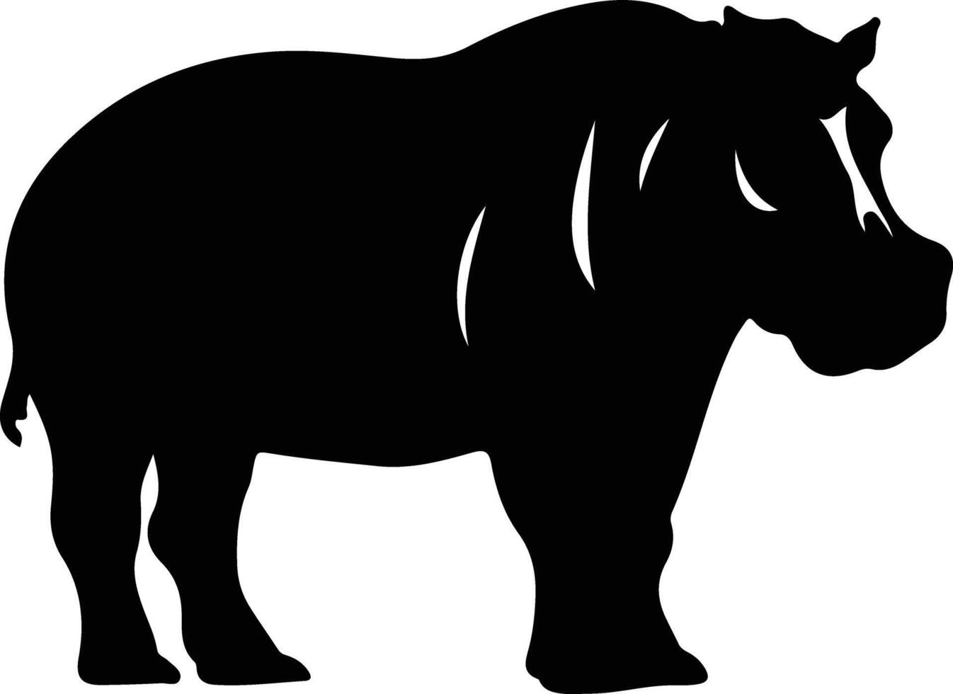 hippo black silhouette vector