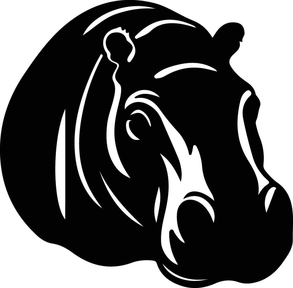 hippo black silhouette vector