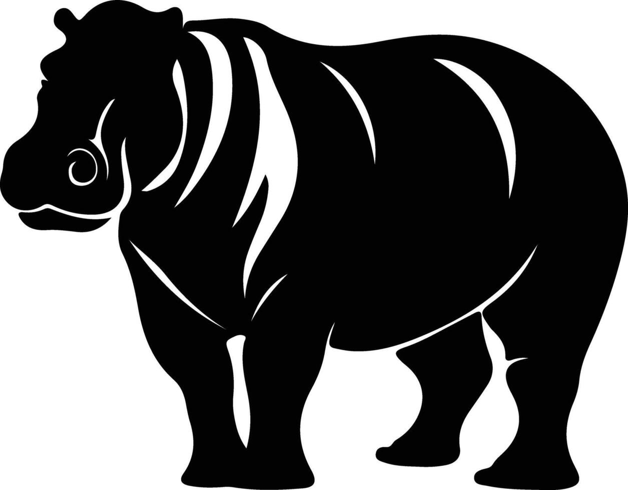 hippopotamus black silhouette vector