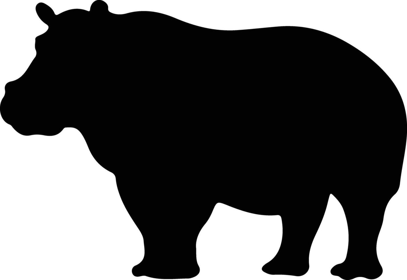 hippo black silhouette vector