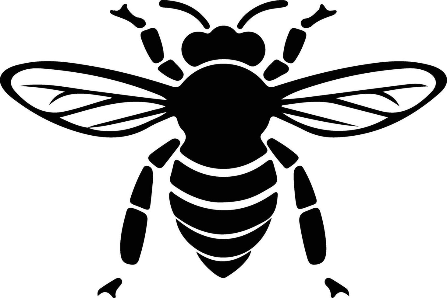 honey bee black silhouette vector