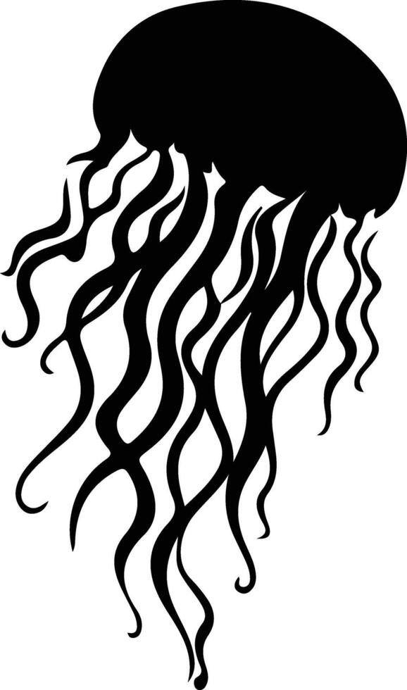 jellyfish black silhouette vector