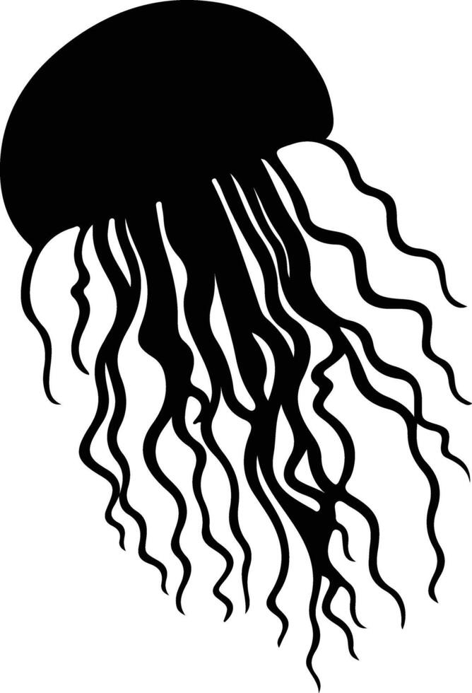 jellyfish black silhouette vector