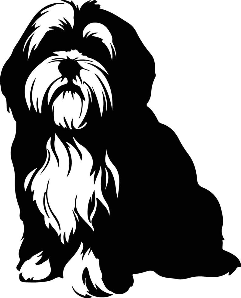 lhasa apso negro silueta vector