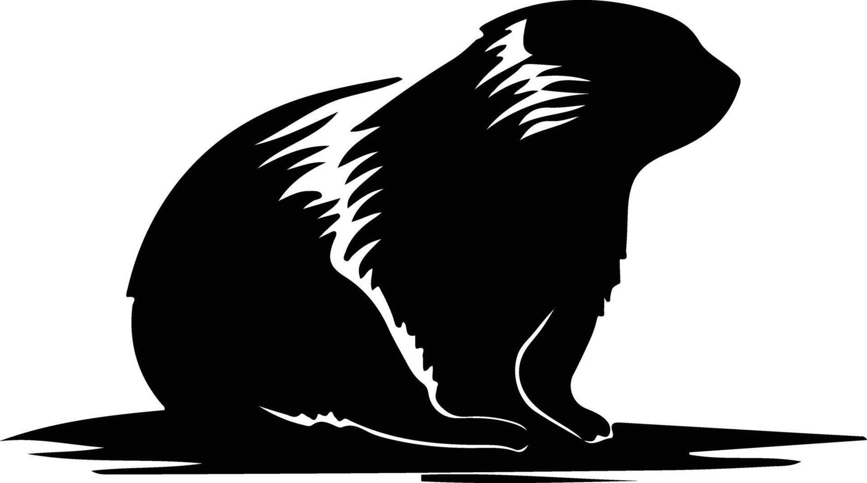 North American beaver black silhouette vector