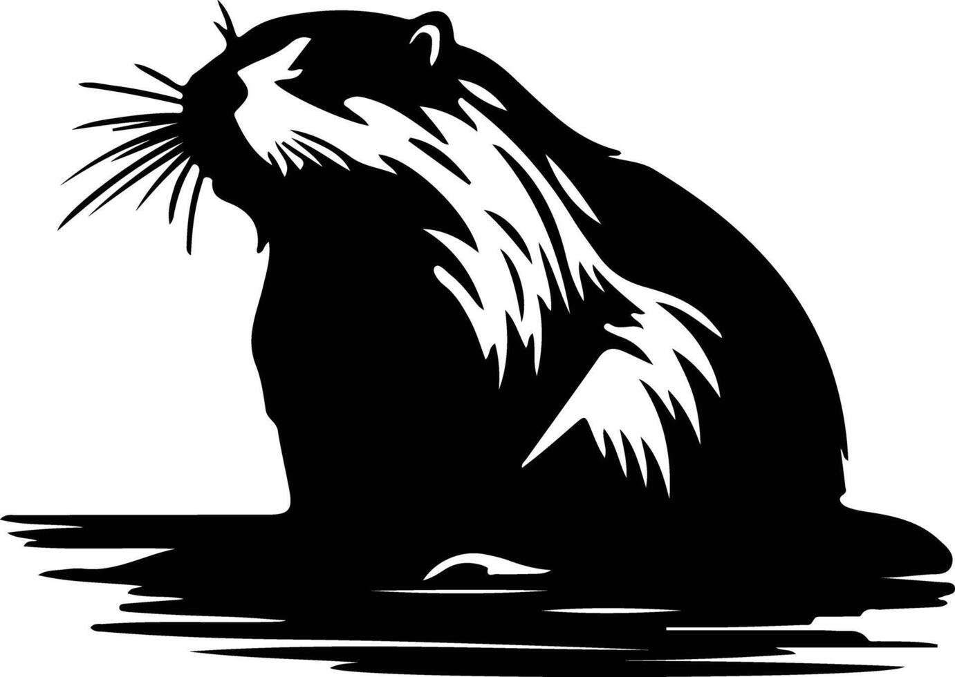 North American beaver black silhouette vector