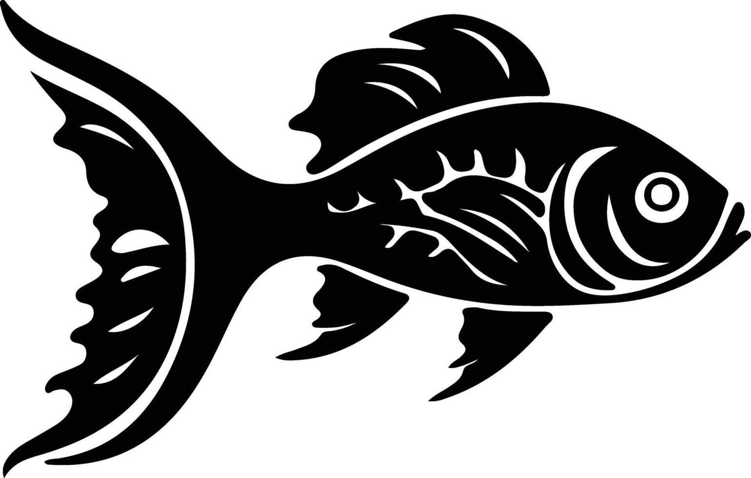 lanternfish black silhouette vector