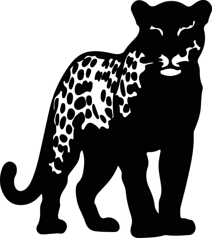 leopardo negro silueta vector