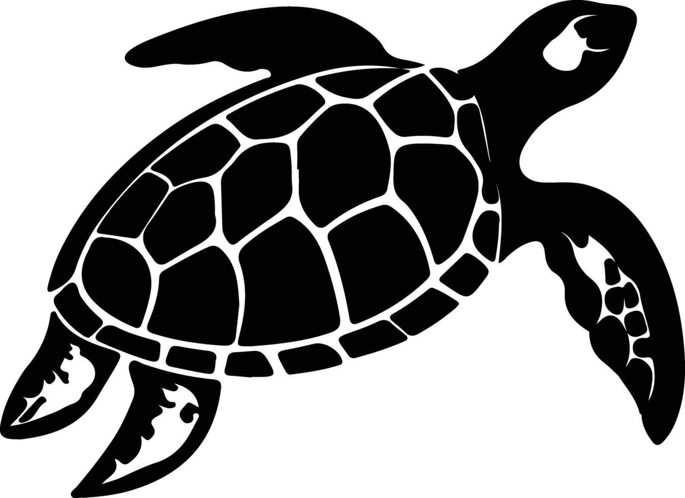 loggerhead turtle black silhouette vector