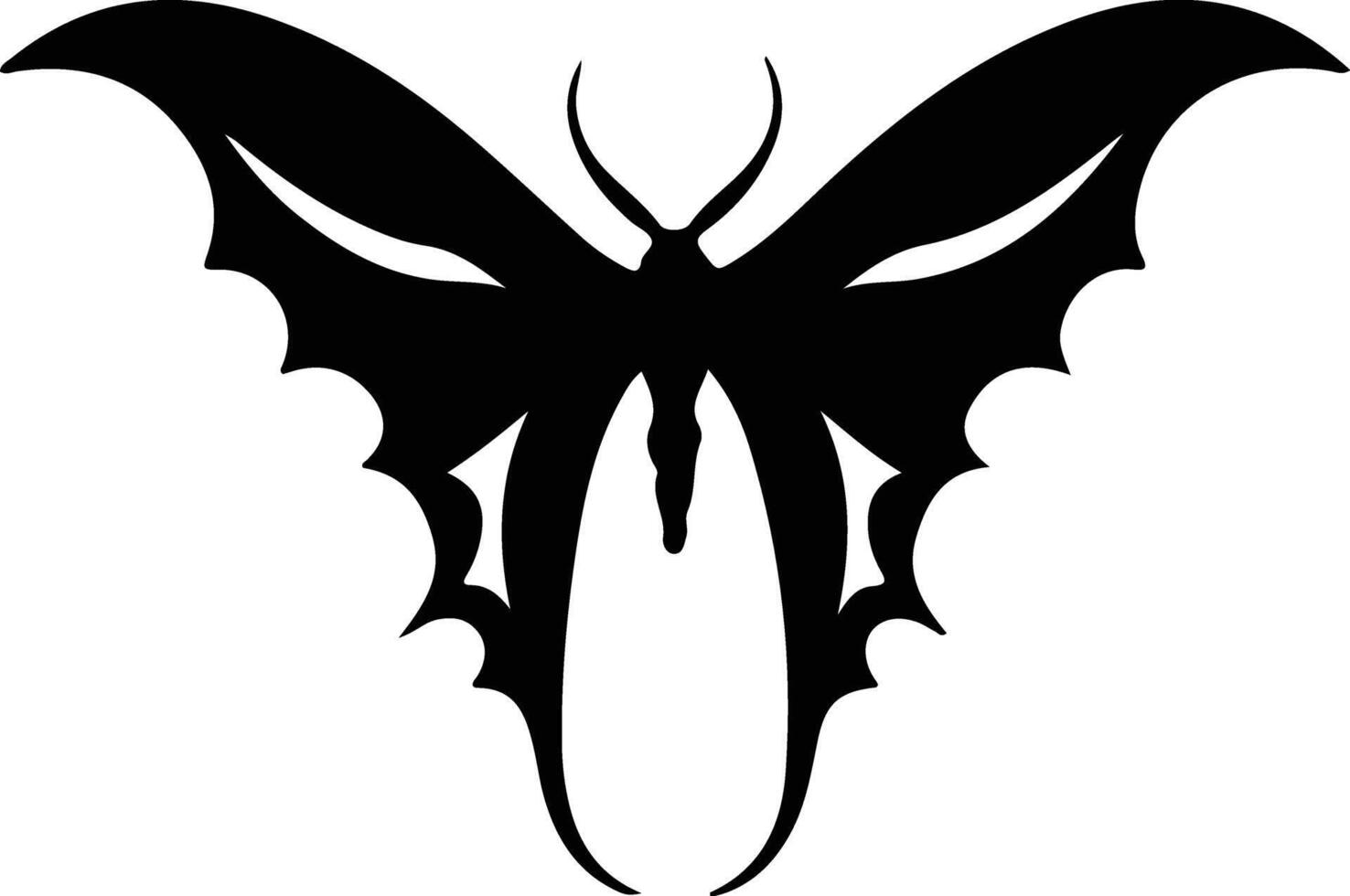 luna moth black silhouette vector
