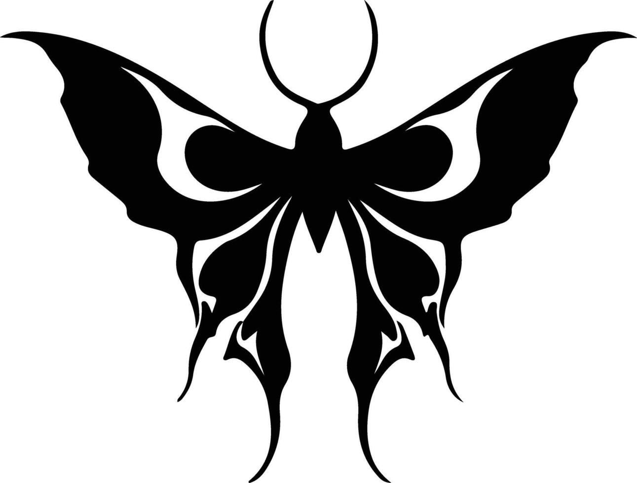 luna moth black silhouette vector