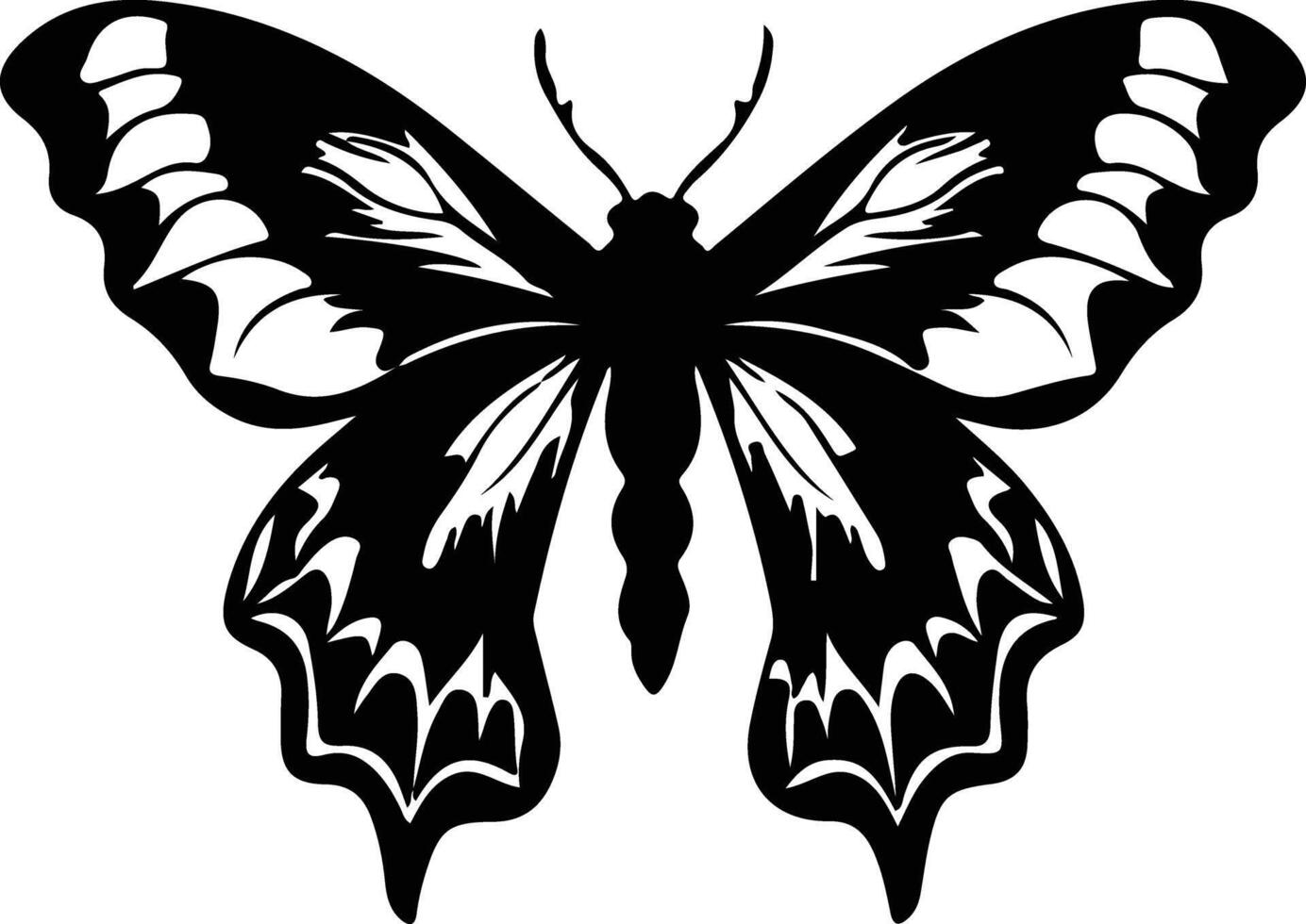 luna moth black silhouette vector