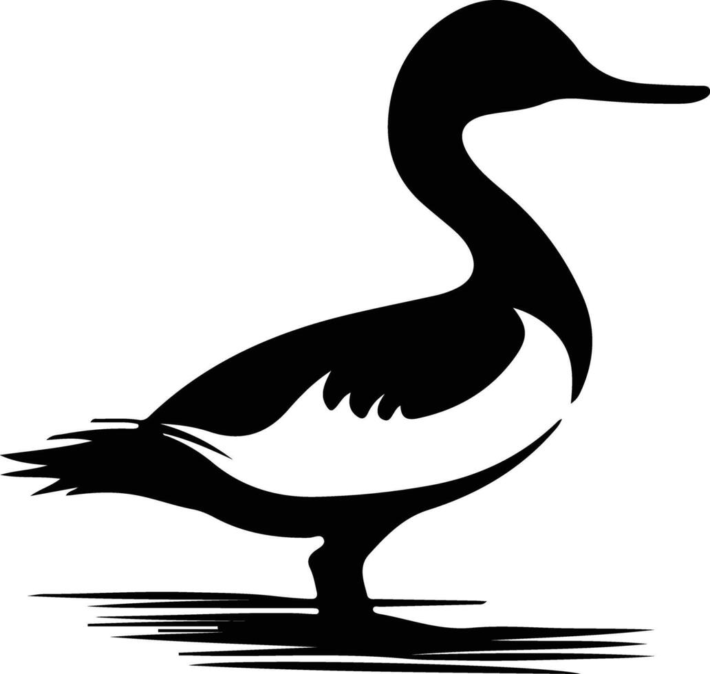 merganser black silhouette vector