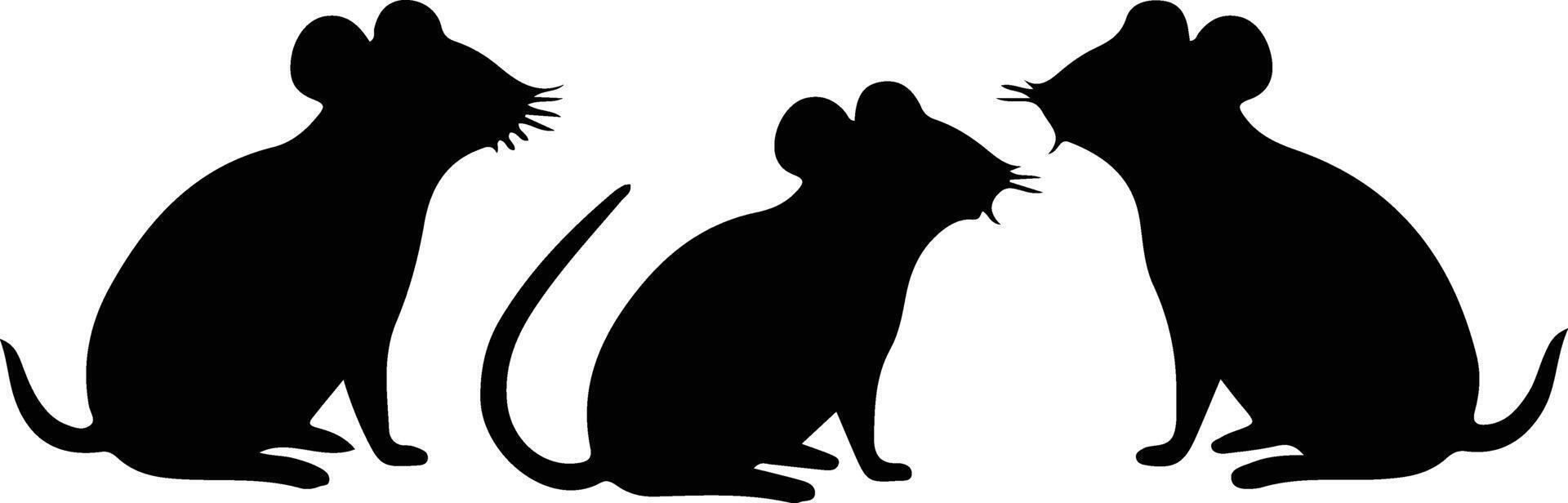 mice black silhouette vector