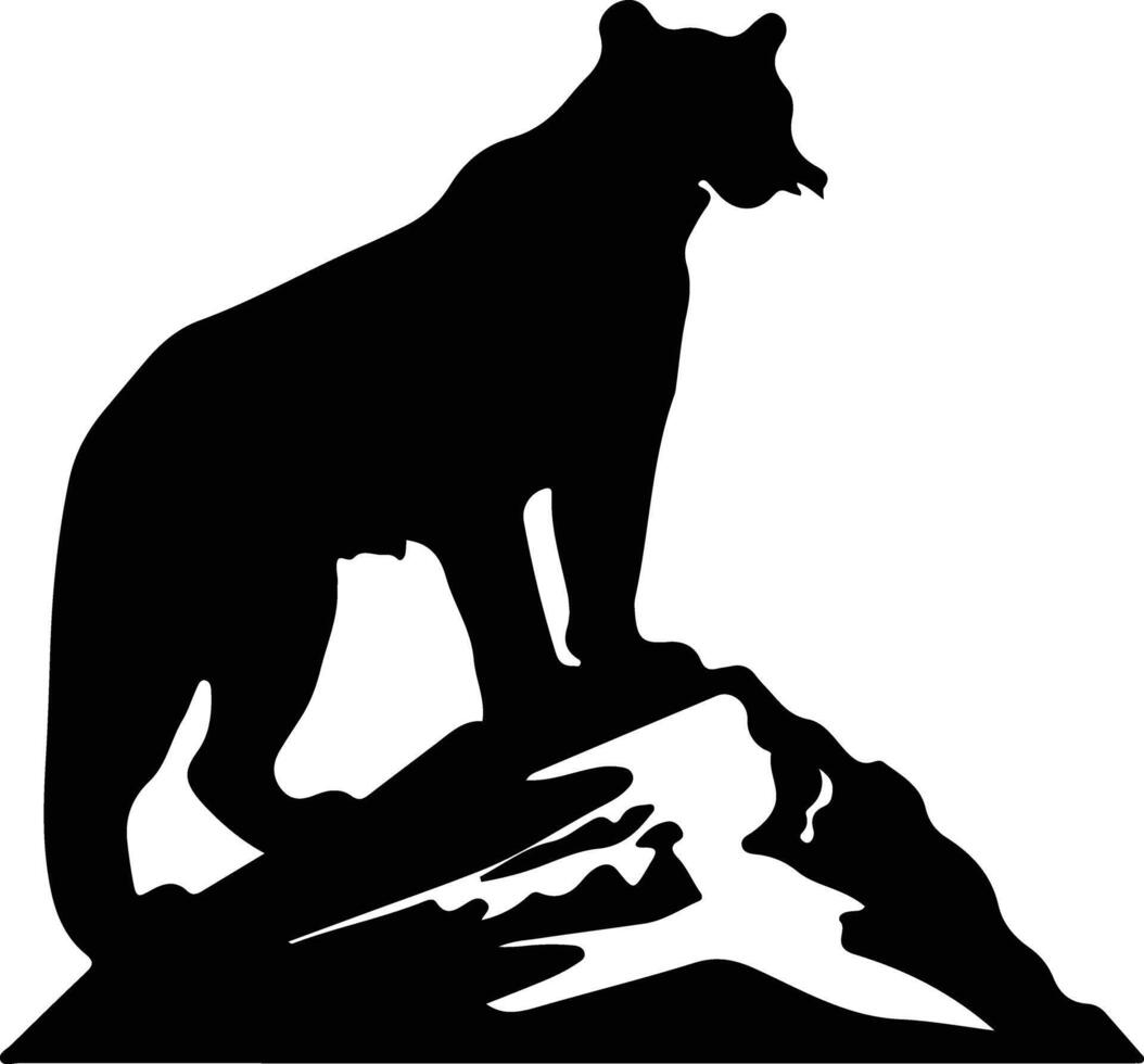 mountain lion black silhouette vector