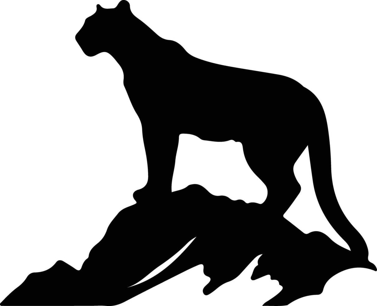 mountain lion black silhouette vector