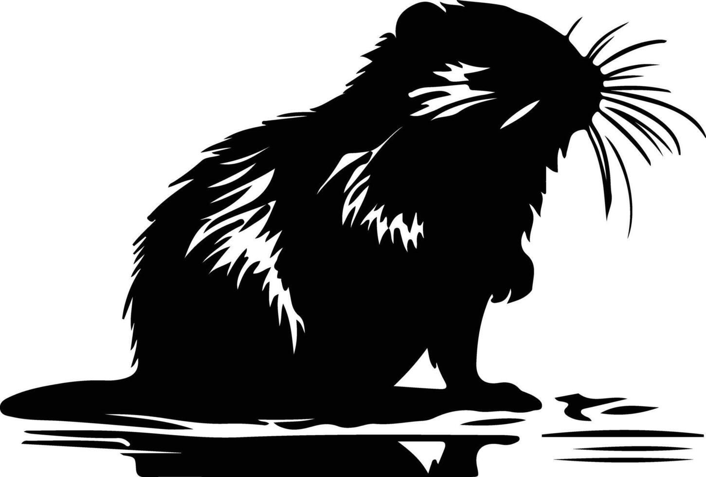muskrat black silhouette vector