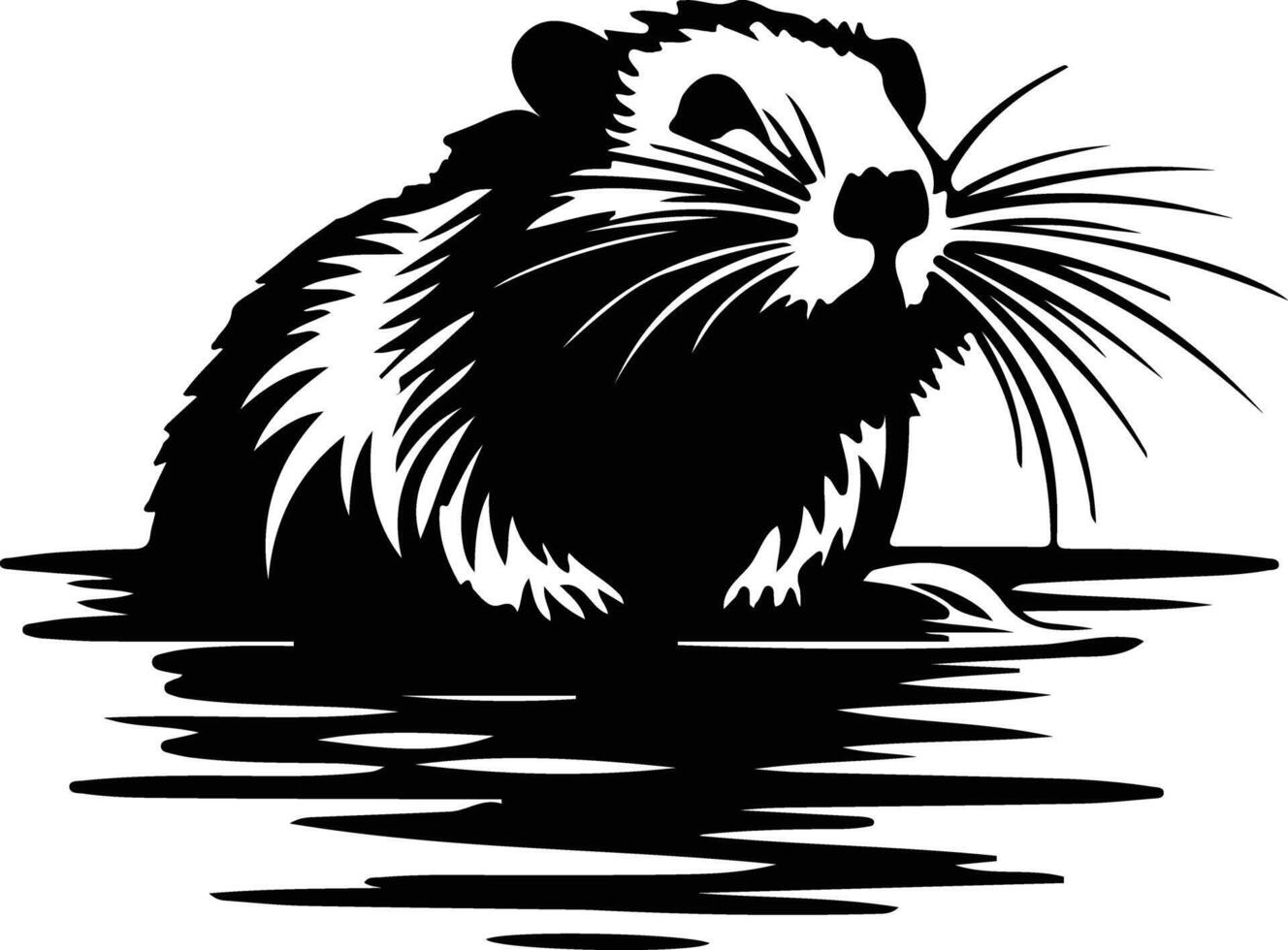 muskrat black silhouette vector