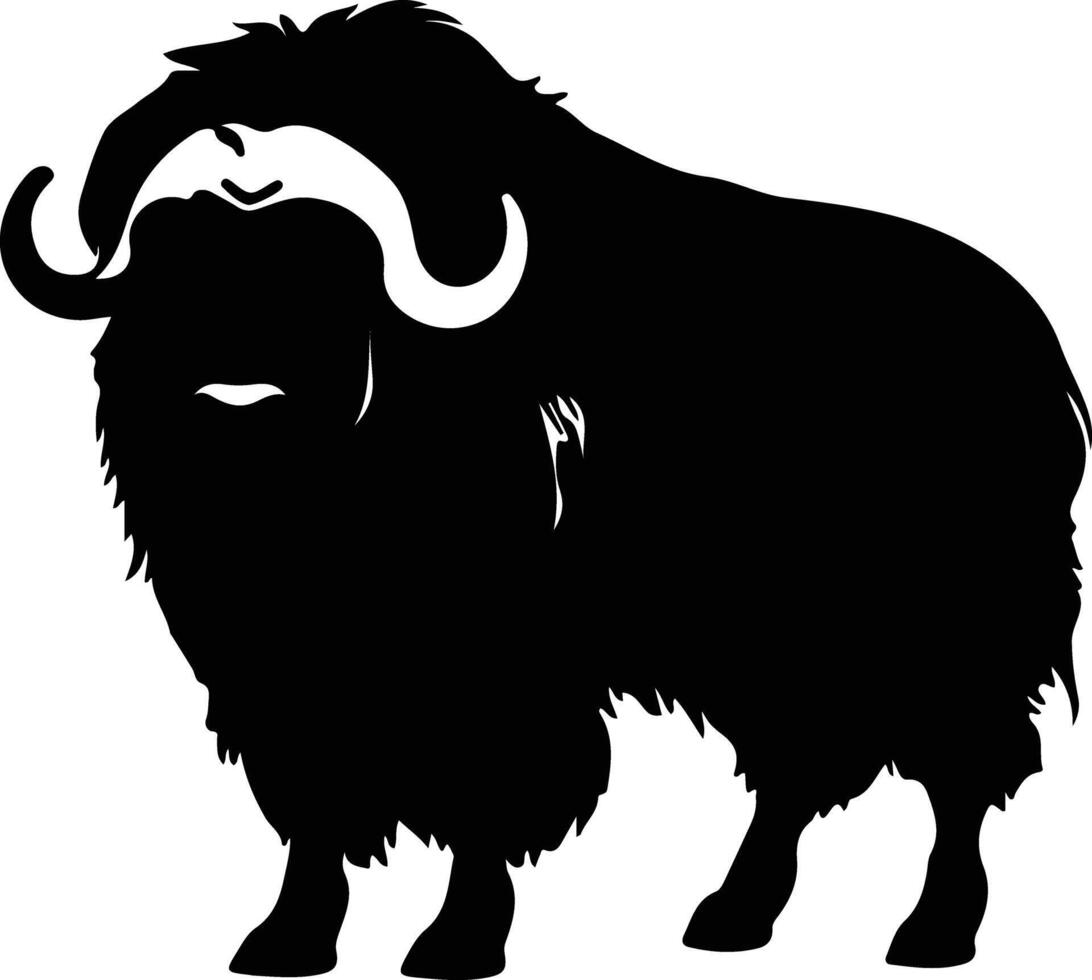 musk ox black silhouette vector