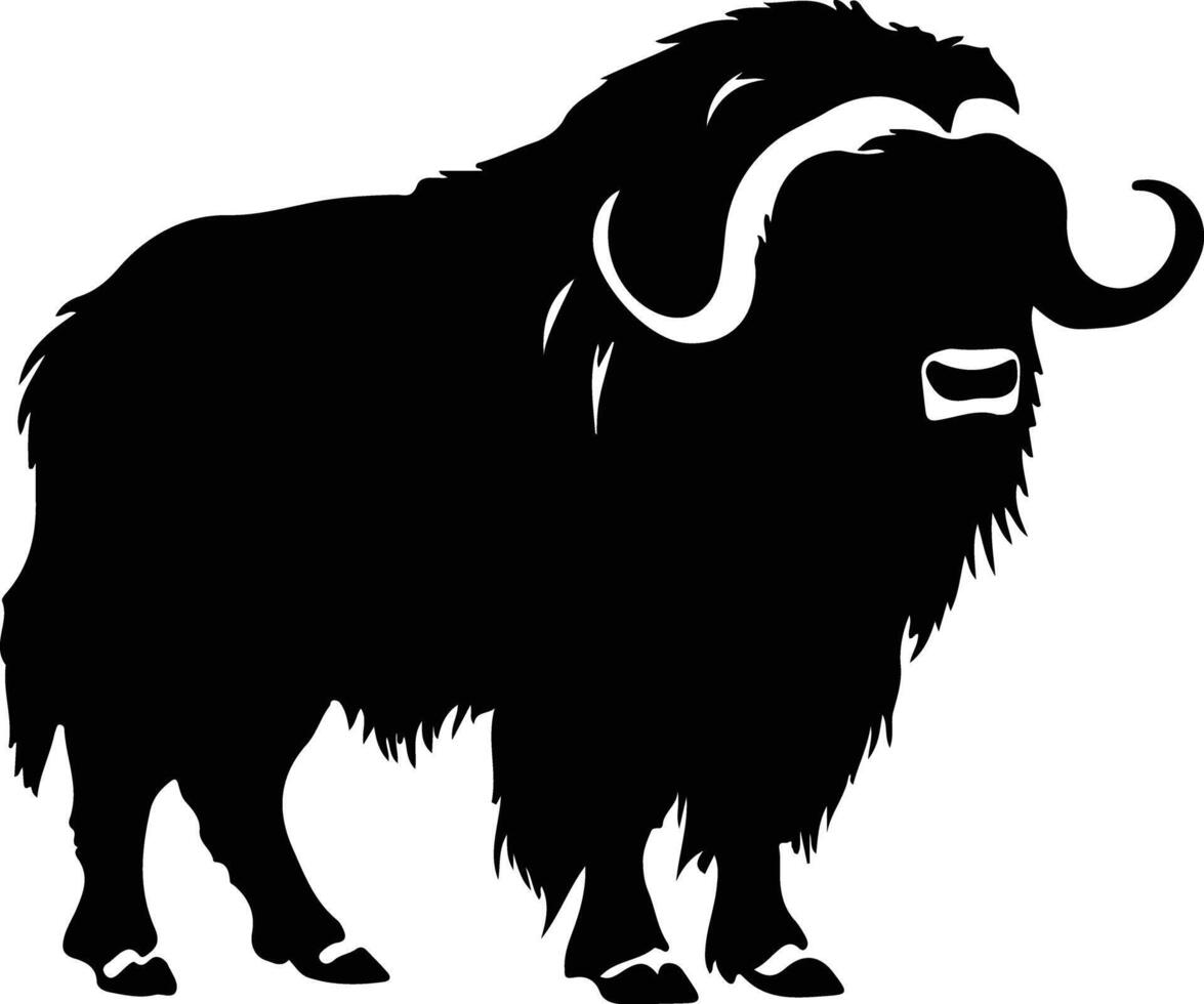 musk ox black silhouette vector
