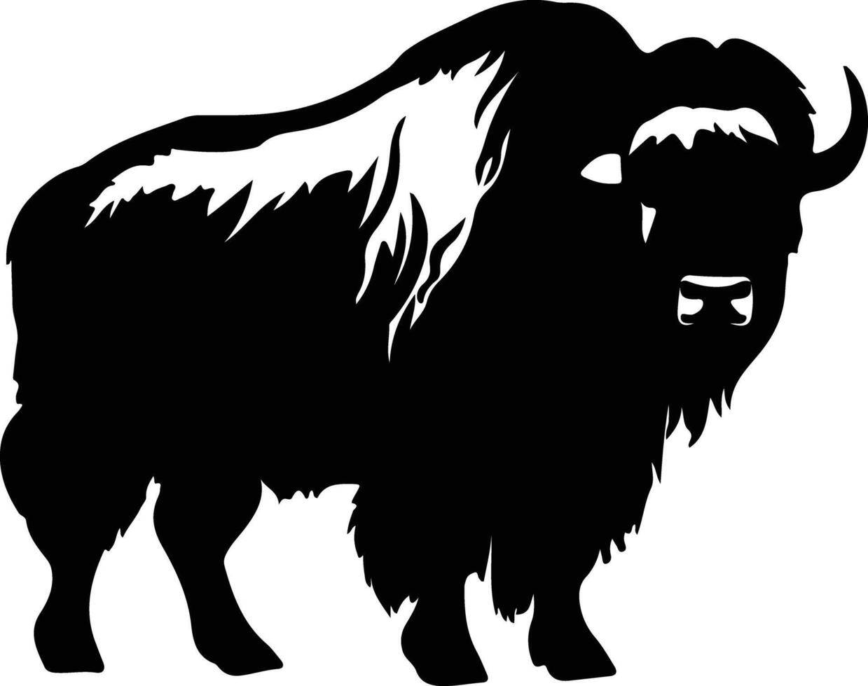 musk ox black silhouette vector