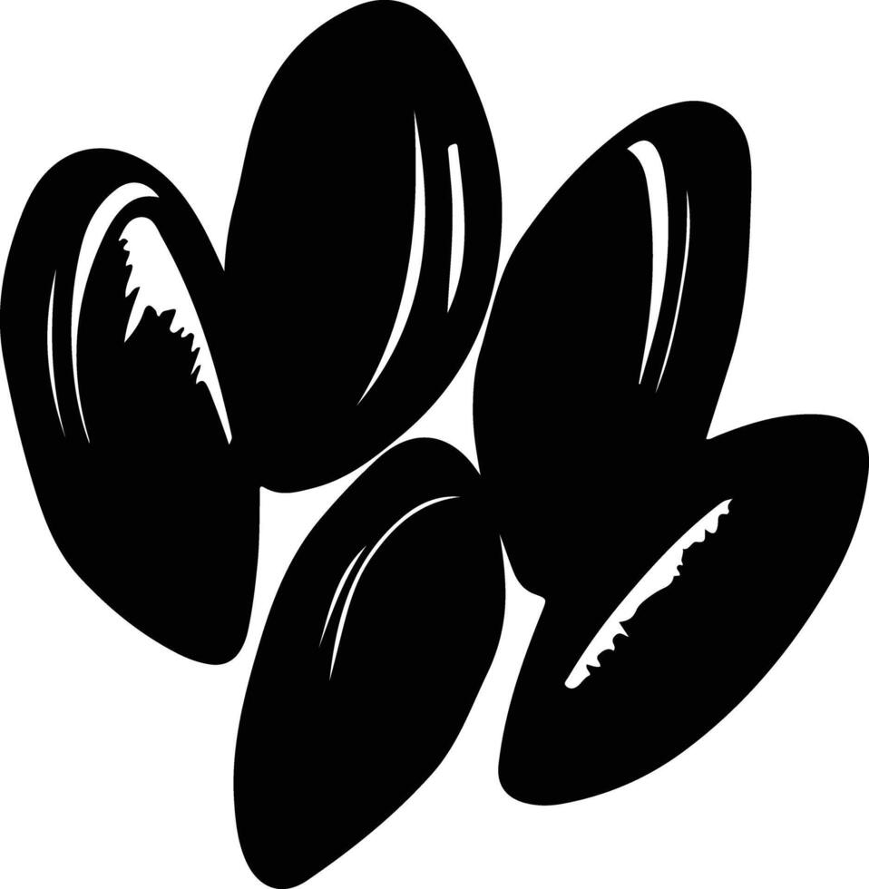 mejillones negro silueta vector
