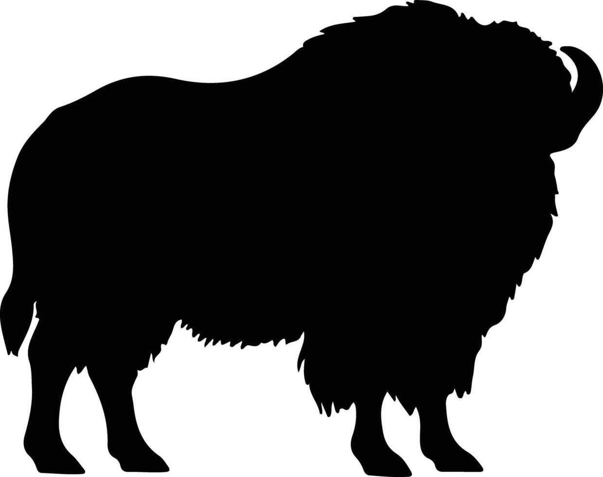 musk ox black silhouette vector