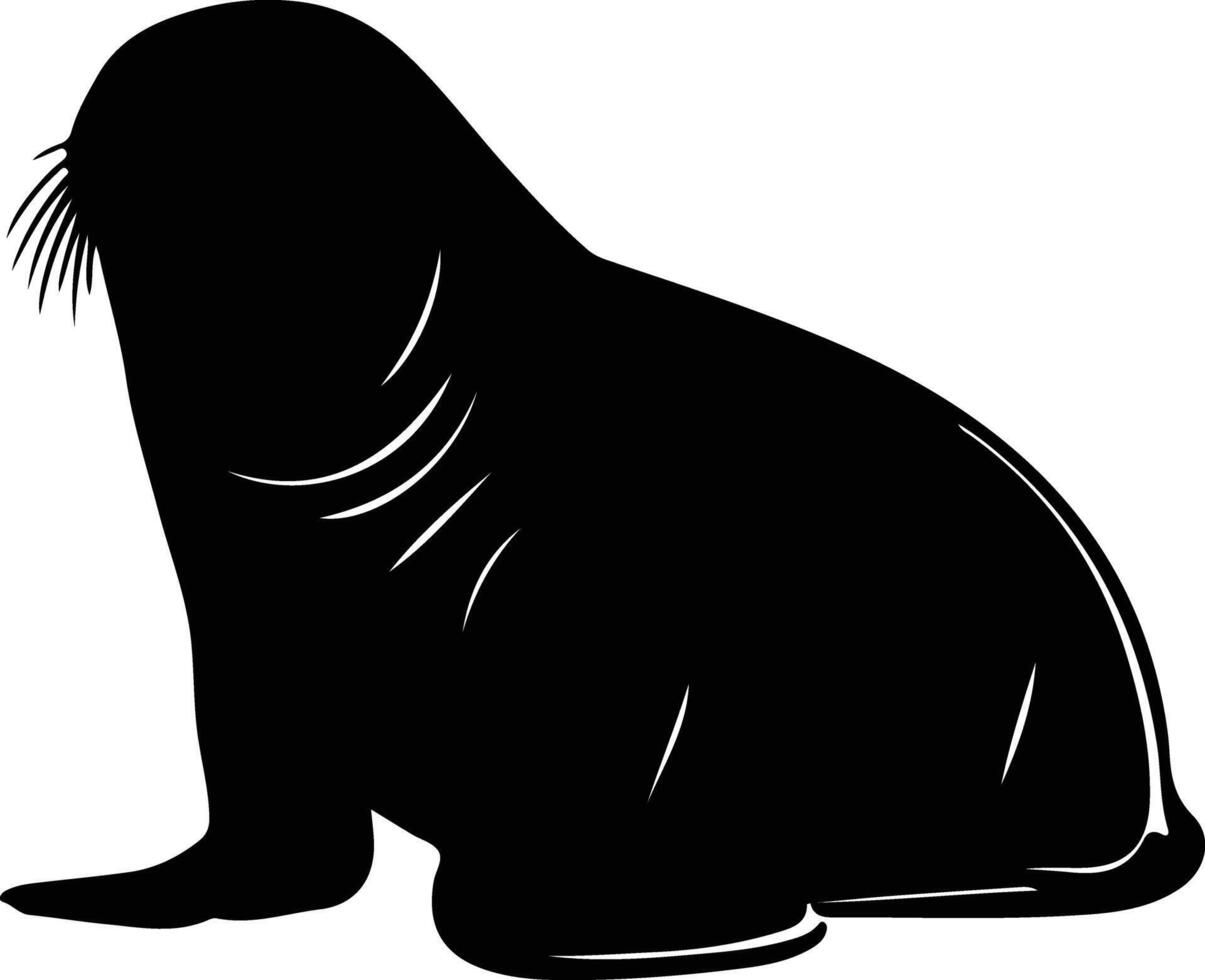 northern elephant seal black silhouette vector