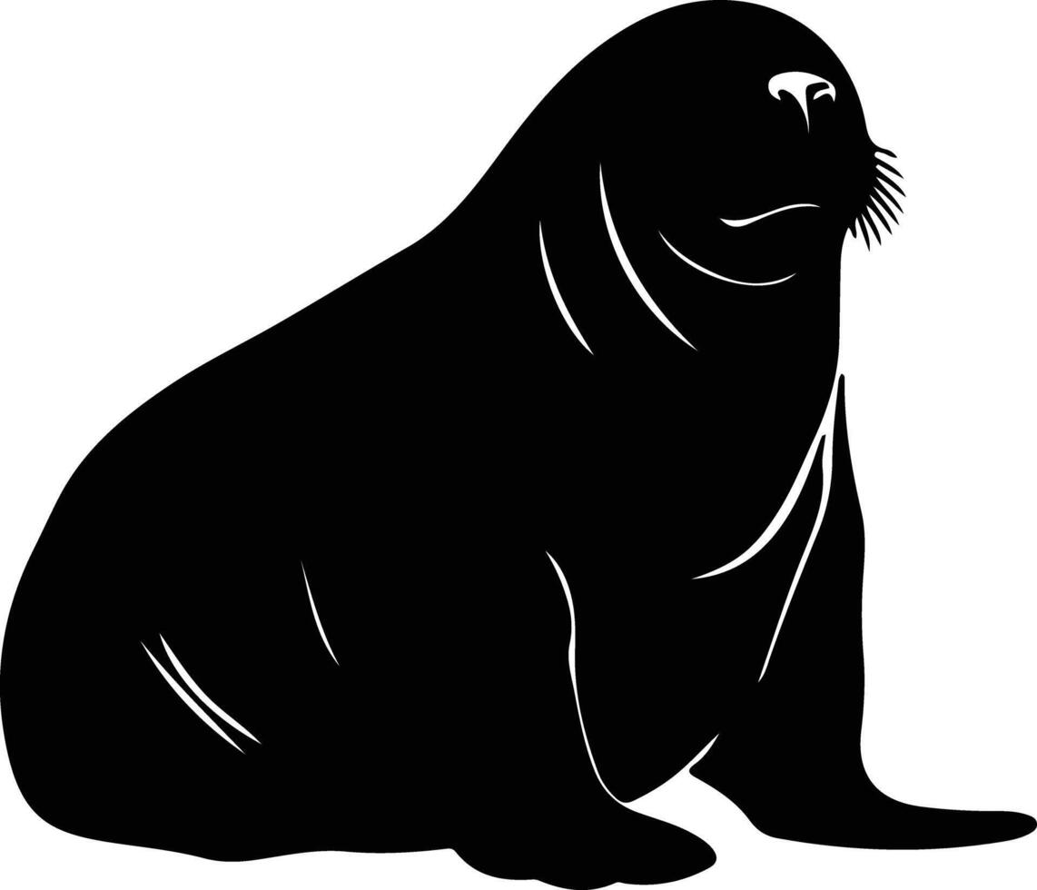 northern elephant seal black silhouette vector